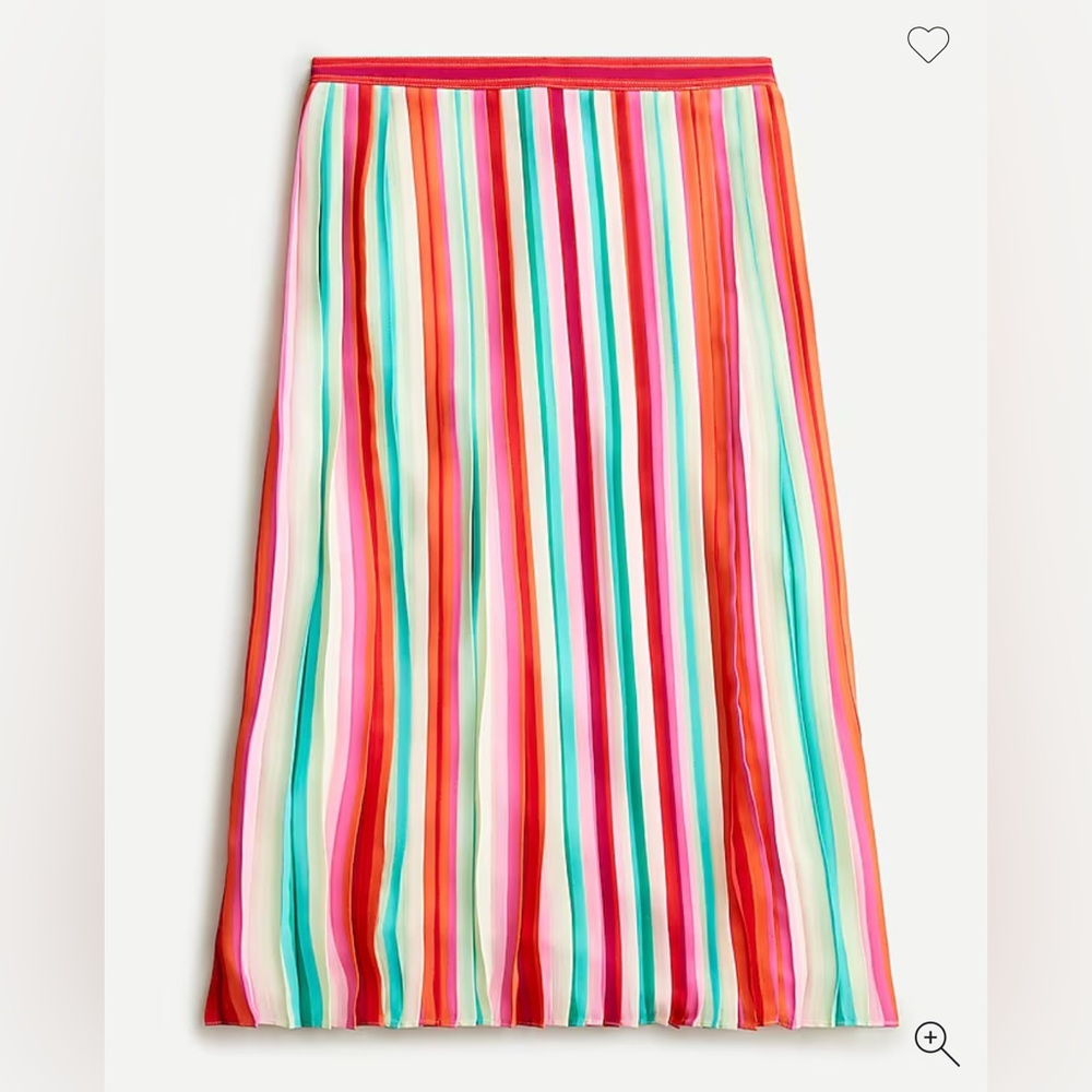 J.Crew Sunburst pleated skirt in watermelon stripe size 6